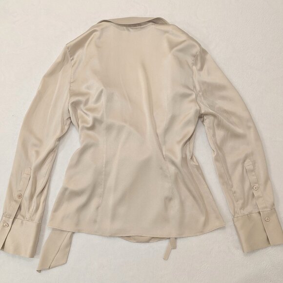 LILYSILK Wrap Tie Waist Blazer Blouse 6 "Light Apricot" Beige Mulberry Silk - Picture 13 of 14